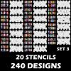 20 Fogli - 240 Stencils per unghie per nail art JFH3