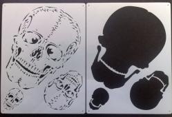 2 Mini stencils aerografo ARTOOL "Horror of Skullmaster-Heads-up