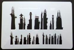 Stencil aerografo 61x96 "Futuristic Cityscape 2" Harder