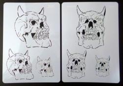 2 Stencils A4 aerografo "Skull Set" TESCHIO Harder