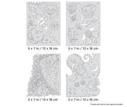 4 Mini Airbrush Stencils ARTOOL "Son of Skullmaster" Mini Serie