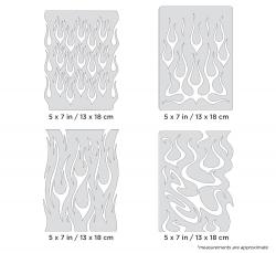4 Mini Airbrush Stencils ARTOOL "Flame-o-Rama" Mini series