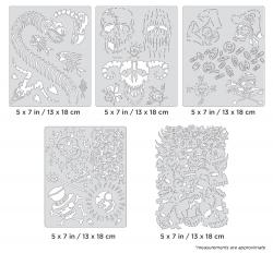 5 Mini Airbrush Stencils ARTOOL"Curse of Skullmaster"mini serie