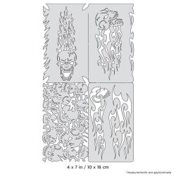 4 Stencils aerografo ARTOOL "Skullophenia" Nano Series