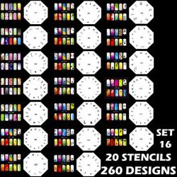 20 Fogli - 260 Stencils per unghie per nail art JFH16