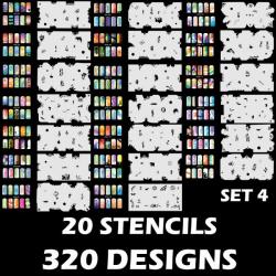 20 Fogli - 320 Stencils per unghie per nail art JFH4