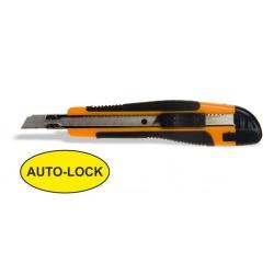 Cutter autobloccante a lama spezzabile, manico gomma - 9 mm
