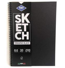 Sketch DRAWING BLACK per disegno A4 - 200 G/MQ FOGLI NERI