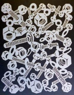 Mini stencil aerografo ARTOOL "FXII- Nutz n'Boltz" by C. Fraser