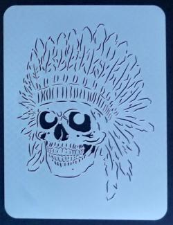 Stencil aerografo WoW  Indian Skull 1 - TESCHIO INDIANO