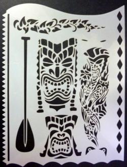 Mini stencil aerografo ARTOOL "Tiki Master - Tiki Trouble"