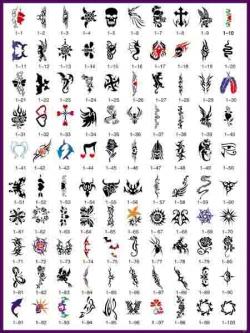 Stencils adesivi per tatuaggi temporanei - Libro 01 - 100 Stencils