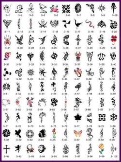 Stencils adesivi per tatuaggi temporanei - Libro 03 - 100 Stencils